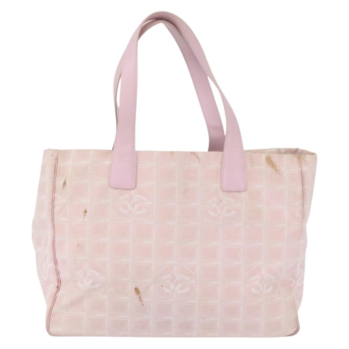 Chanel Travel Line Tote Nylon Pink Nylon Tote Bag Bag (Pre-Owned)