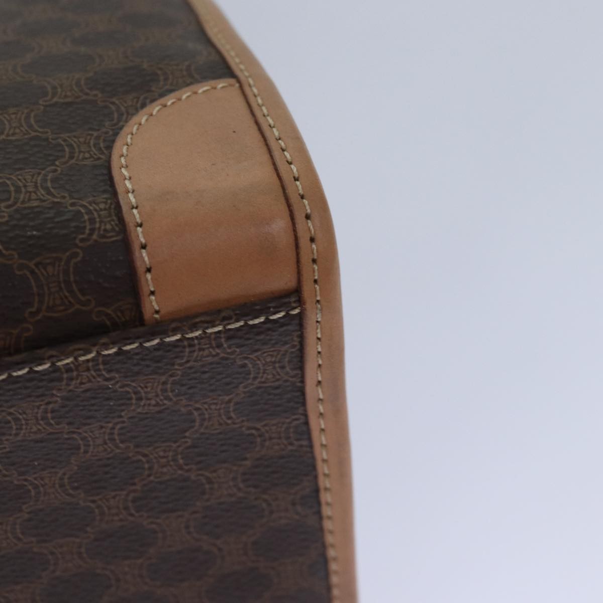 Celine Vintage Macadam Canvas And Leather Brown Canvas Handbag (Pre-Owned)