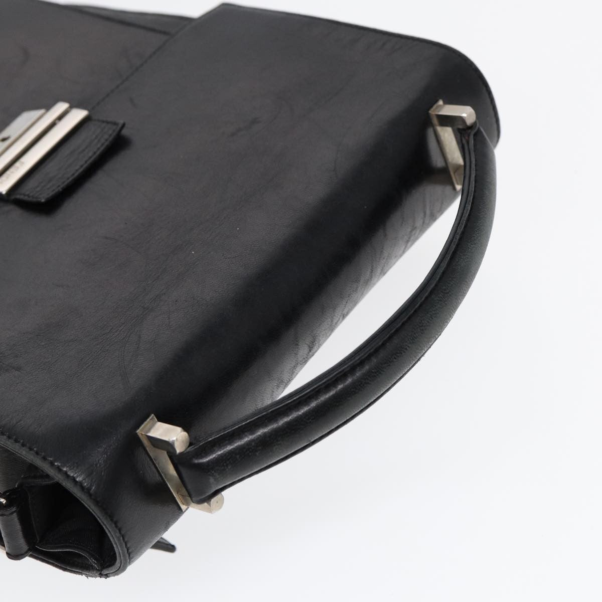Fendi Vintage Leather Black Leather Handbag (Pre-Owned)