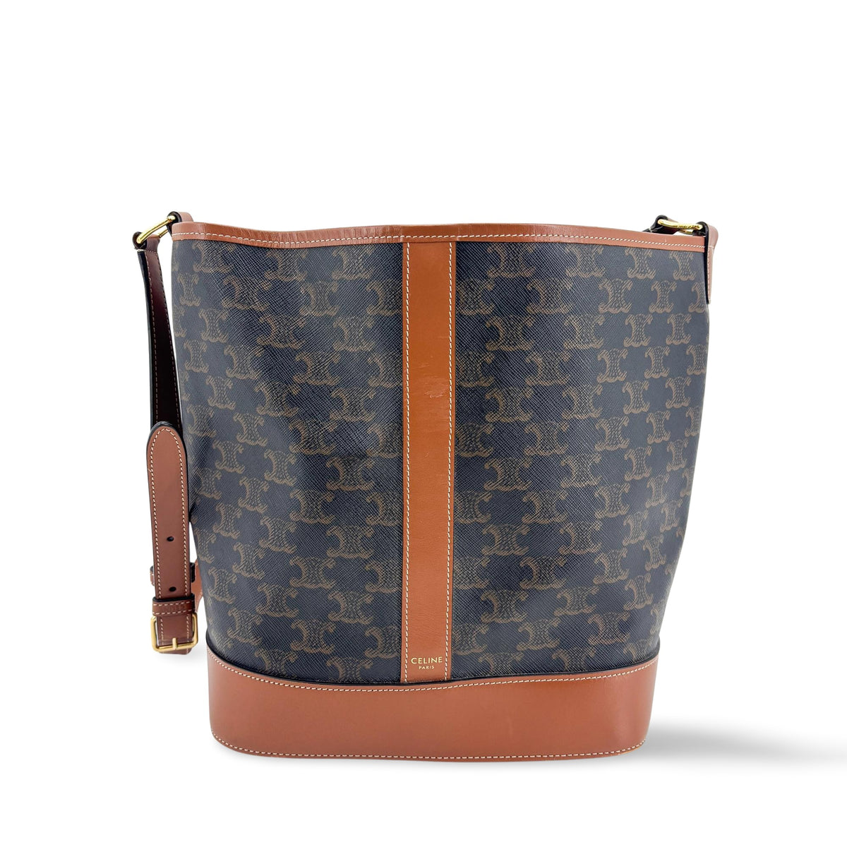 Celine Bucket Triomphe Coated Canvas Black Canvas Shoulder Bag Bag (Pre-Owned)