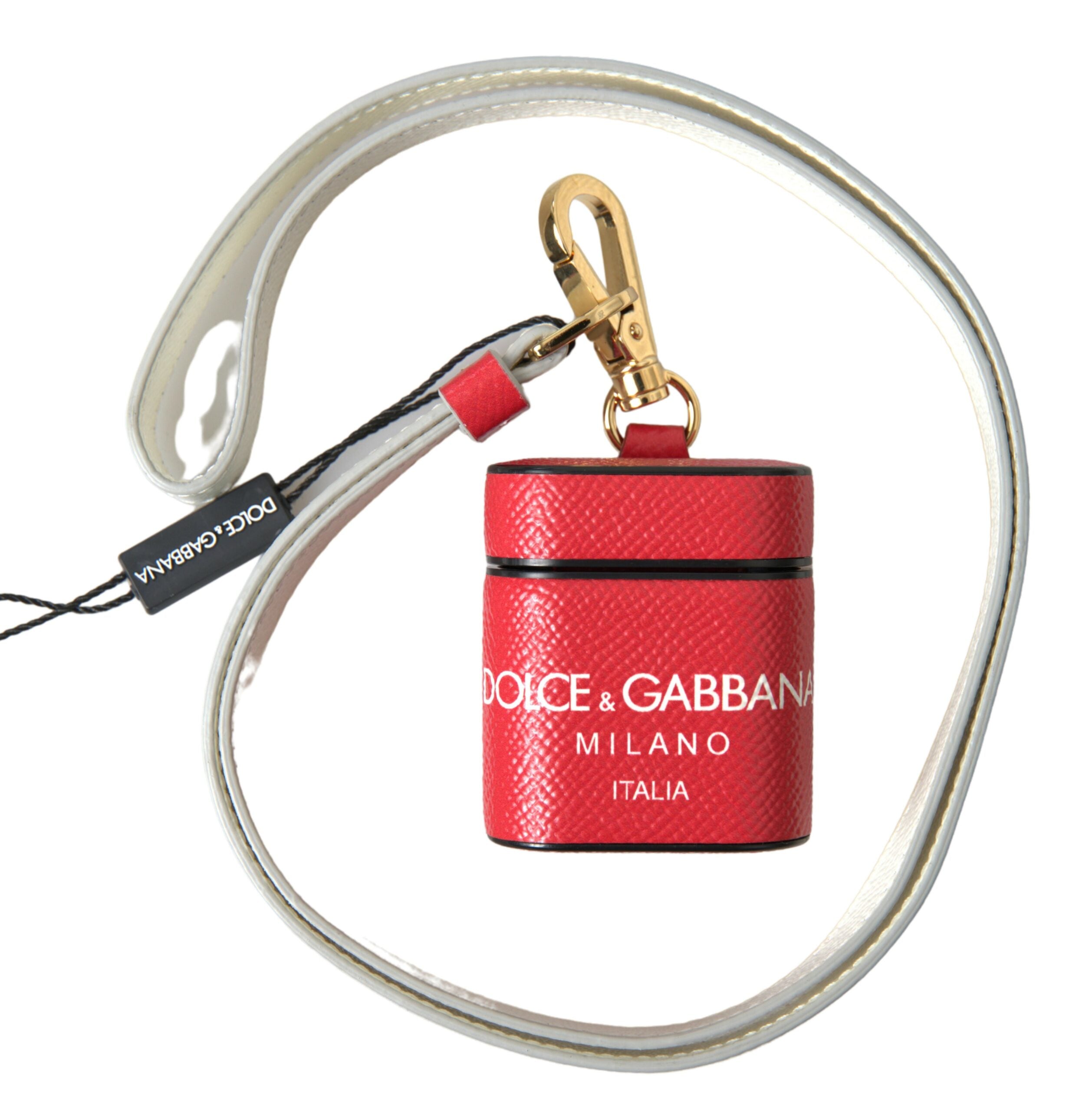 Dolce & Gabbana Elegant Red Leather Airpods Women's Case