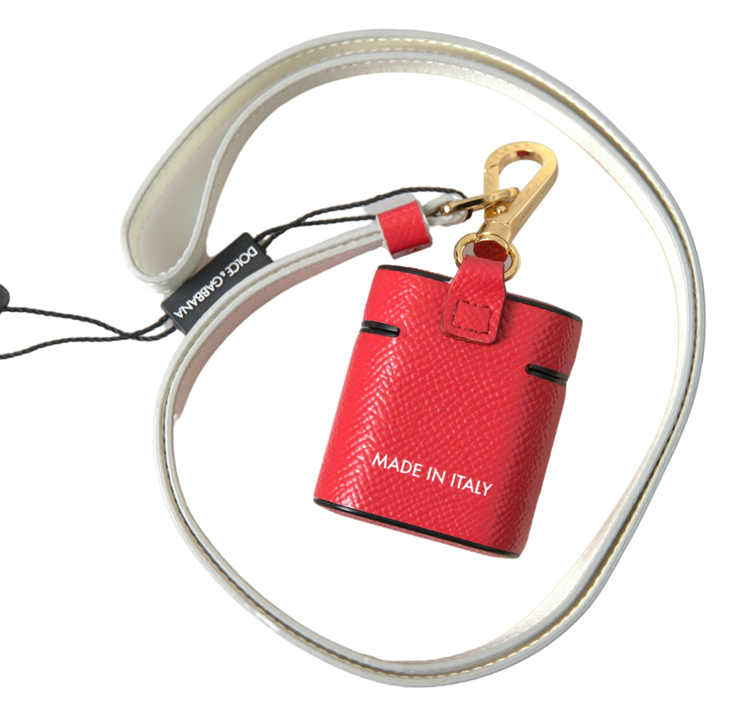 Dolce & Gabbana Elegant Red Leather Airpods Women's Case