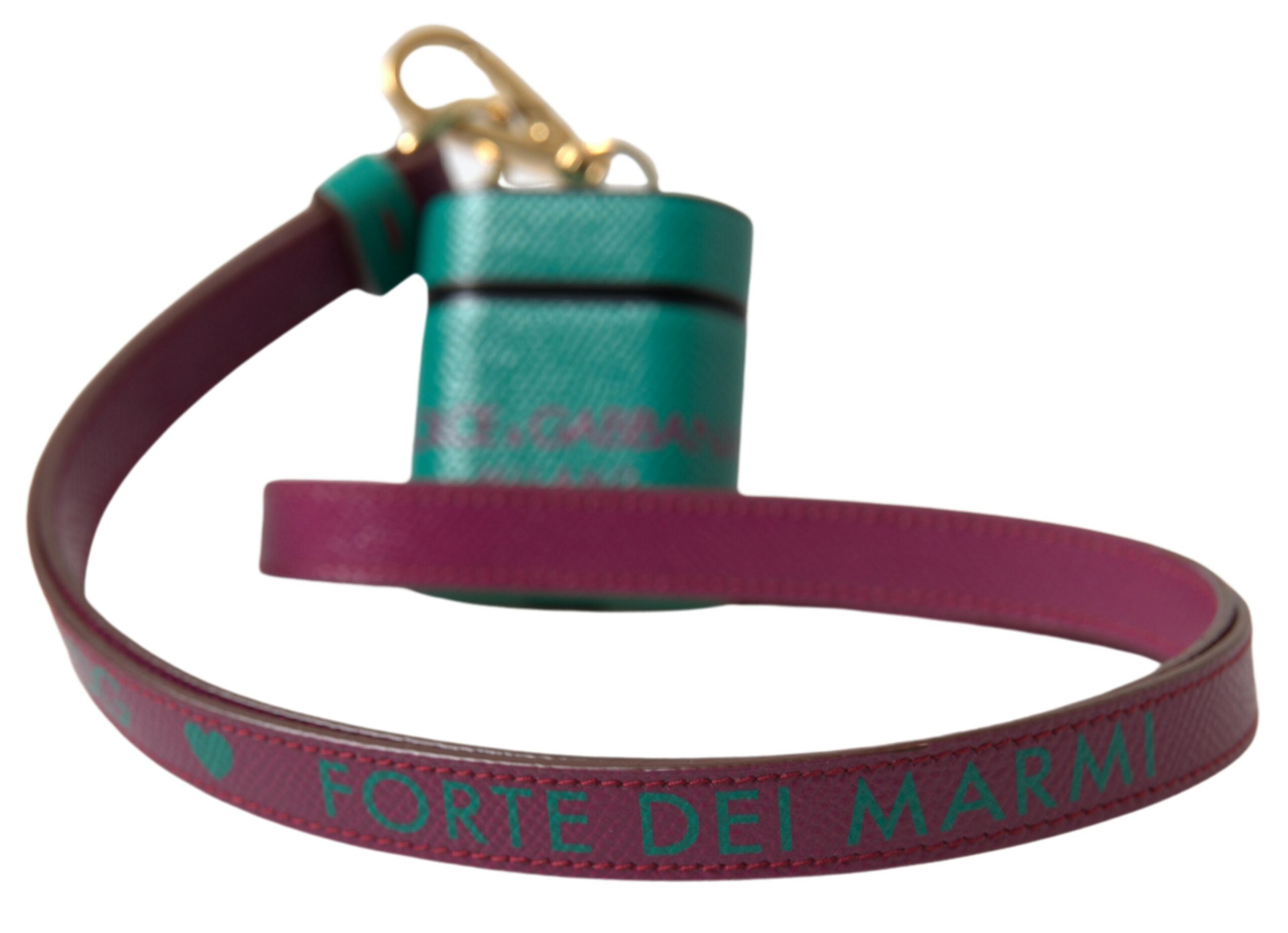 Dolce & Gabbana Elegant Leather Airpods Case in Green and Women's Maroon