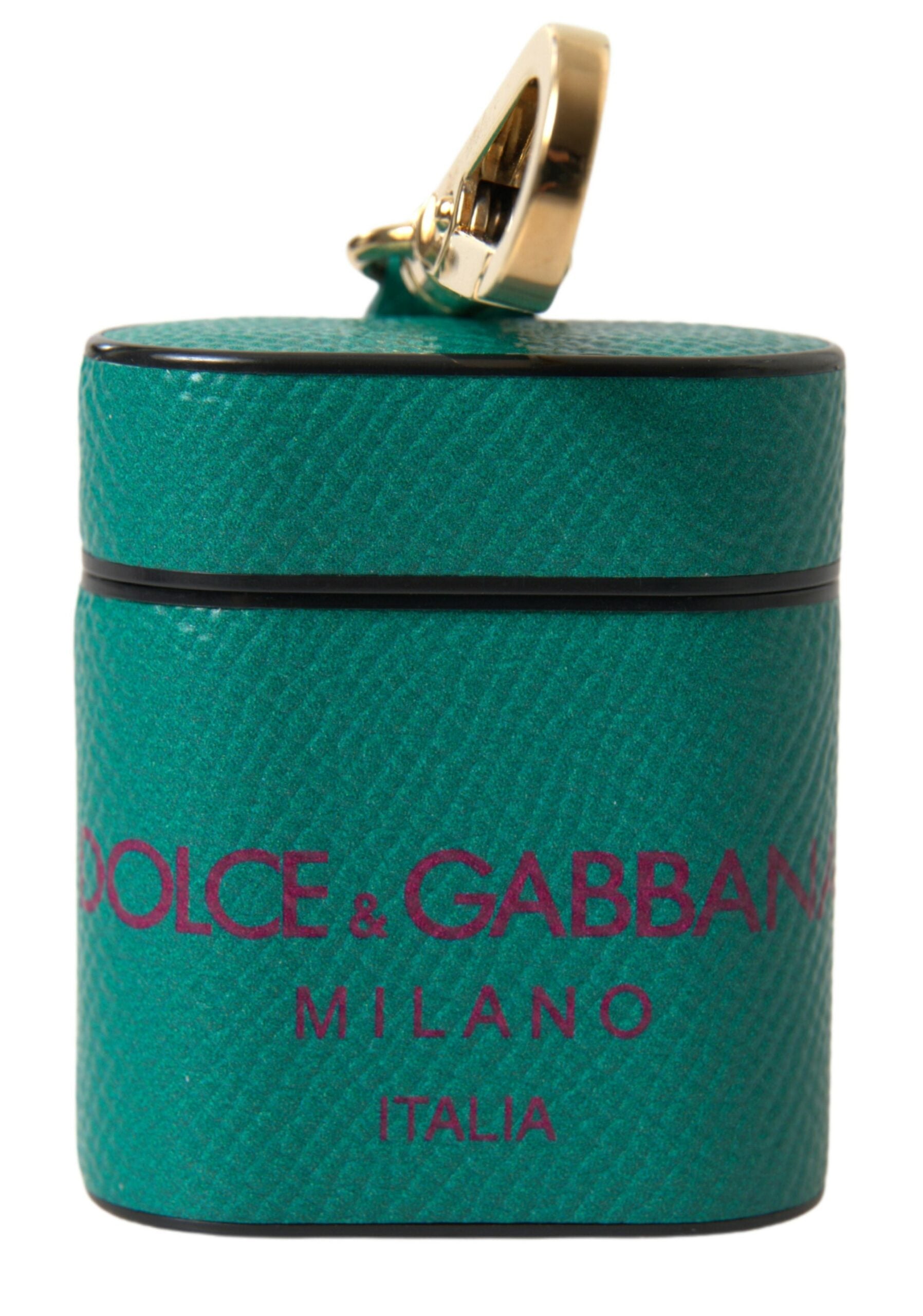 Dolce & Gabbana Elegant Leather Airpods Case in Green and Women's Maroon