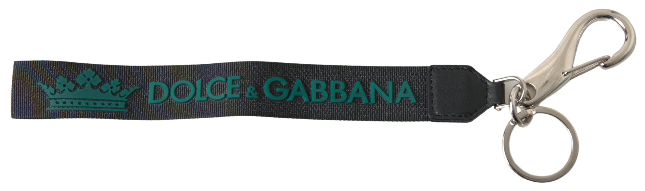 Dolce & Gabbana Black DG Logo Rubber Silver Tone Metal Women's Keychain