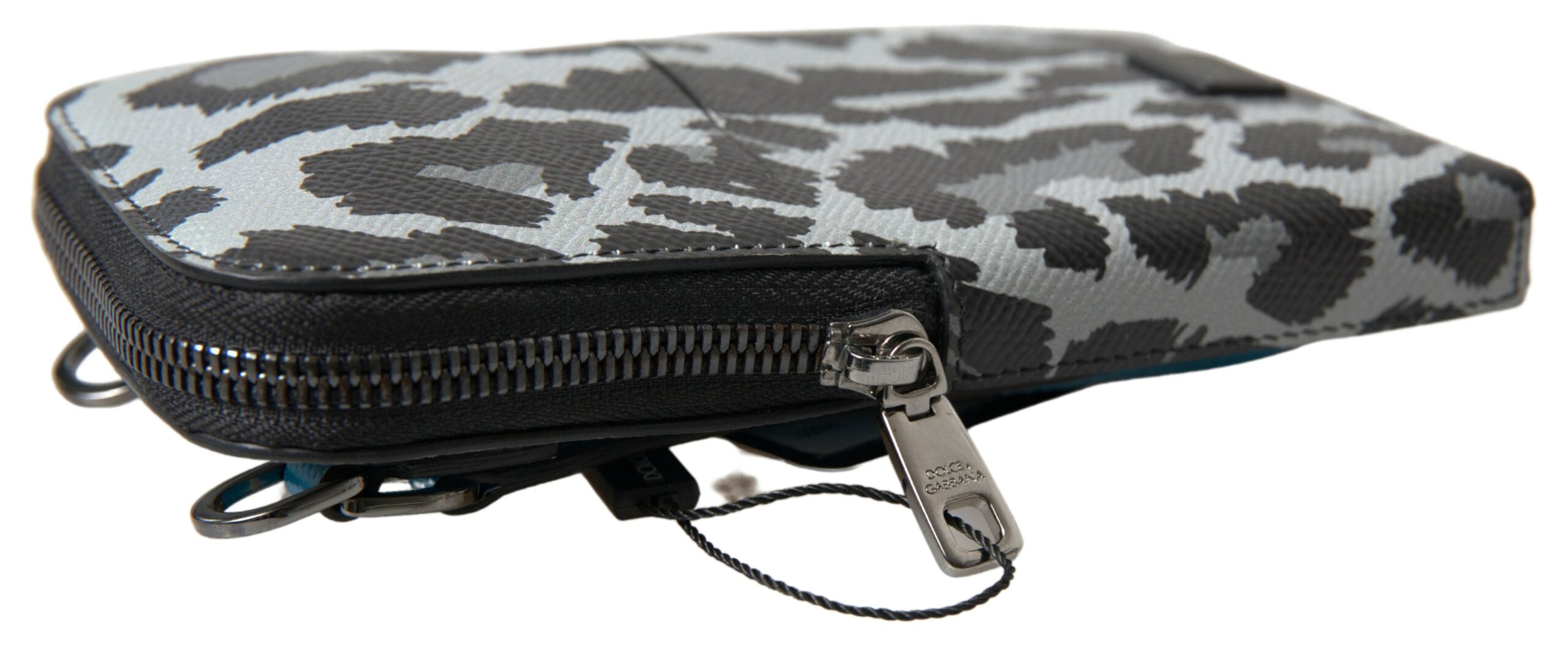 Dolce & Gabbana Gray Leopard Leather Men Purse Crossbody Sling Phone Men's Bag