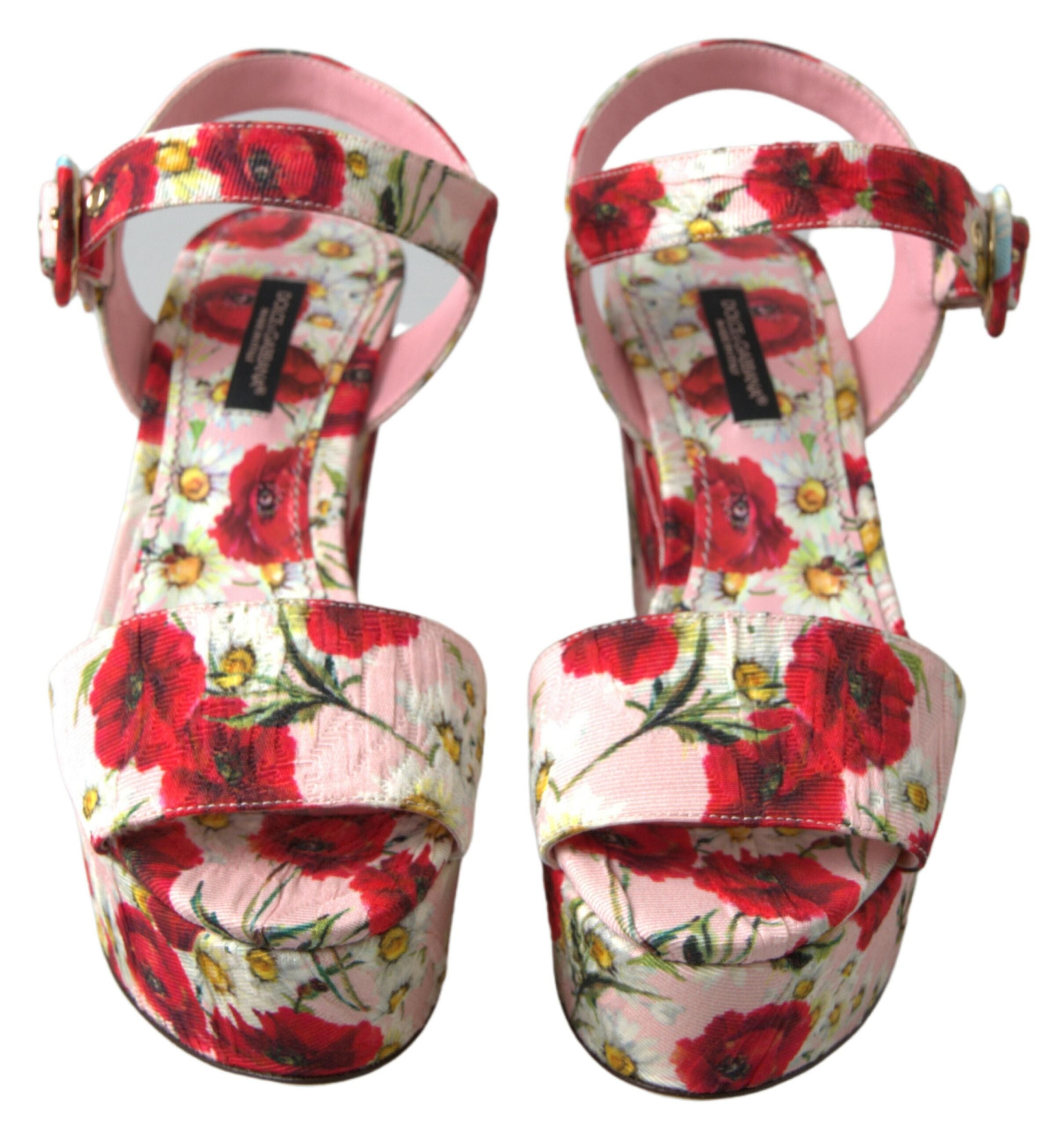 Dolce & Gabbana Multicolor floral print Wedges Floral Ankle Strap Women's Sandals
