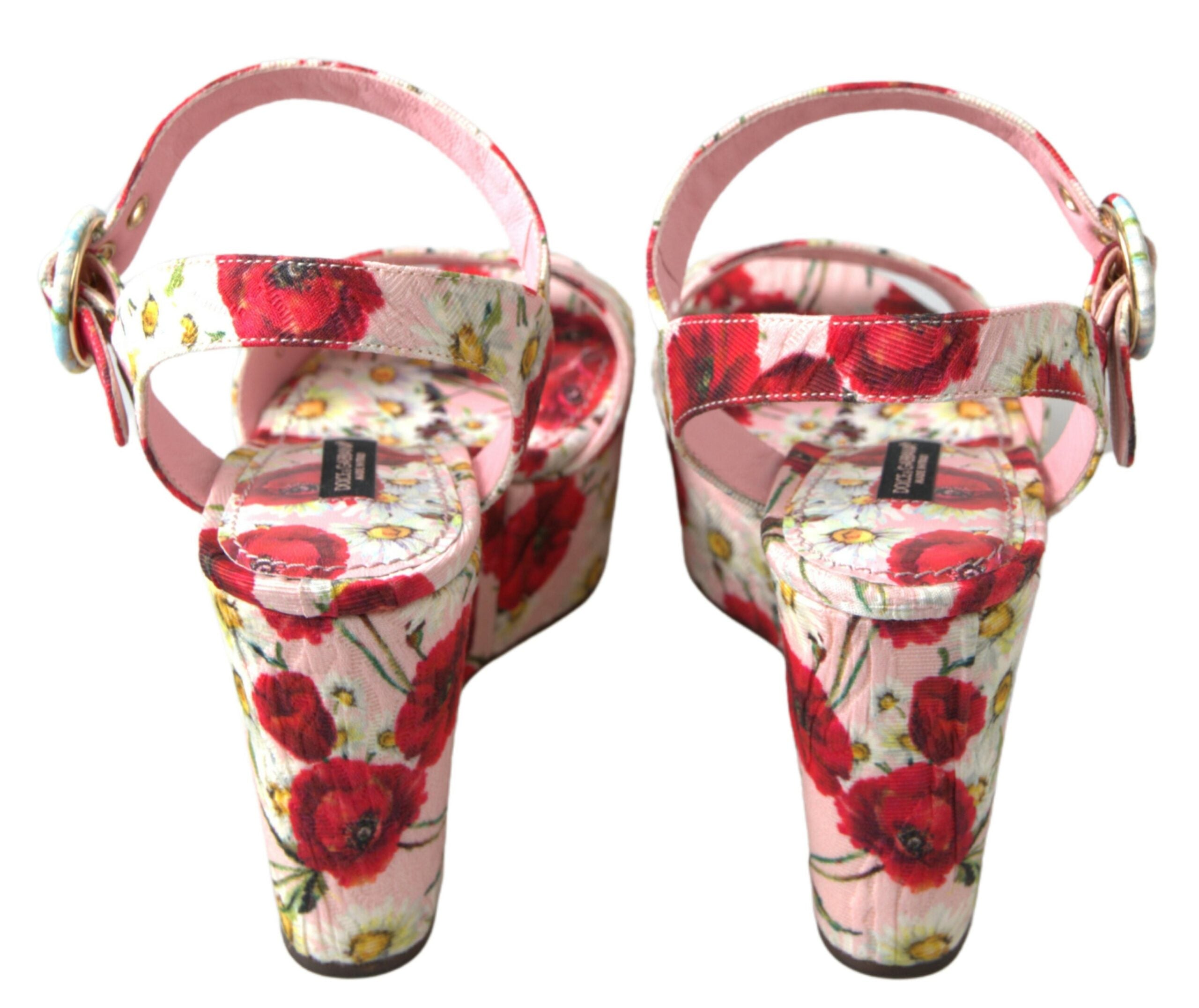 Dolce & Gabbana Multicolor floral print Wedges Floral Ankle Strap Women's Sandals