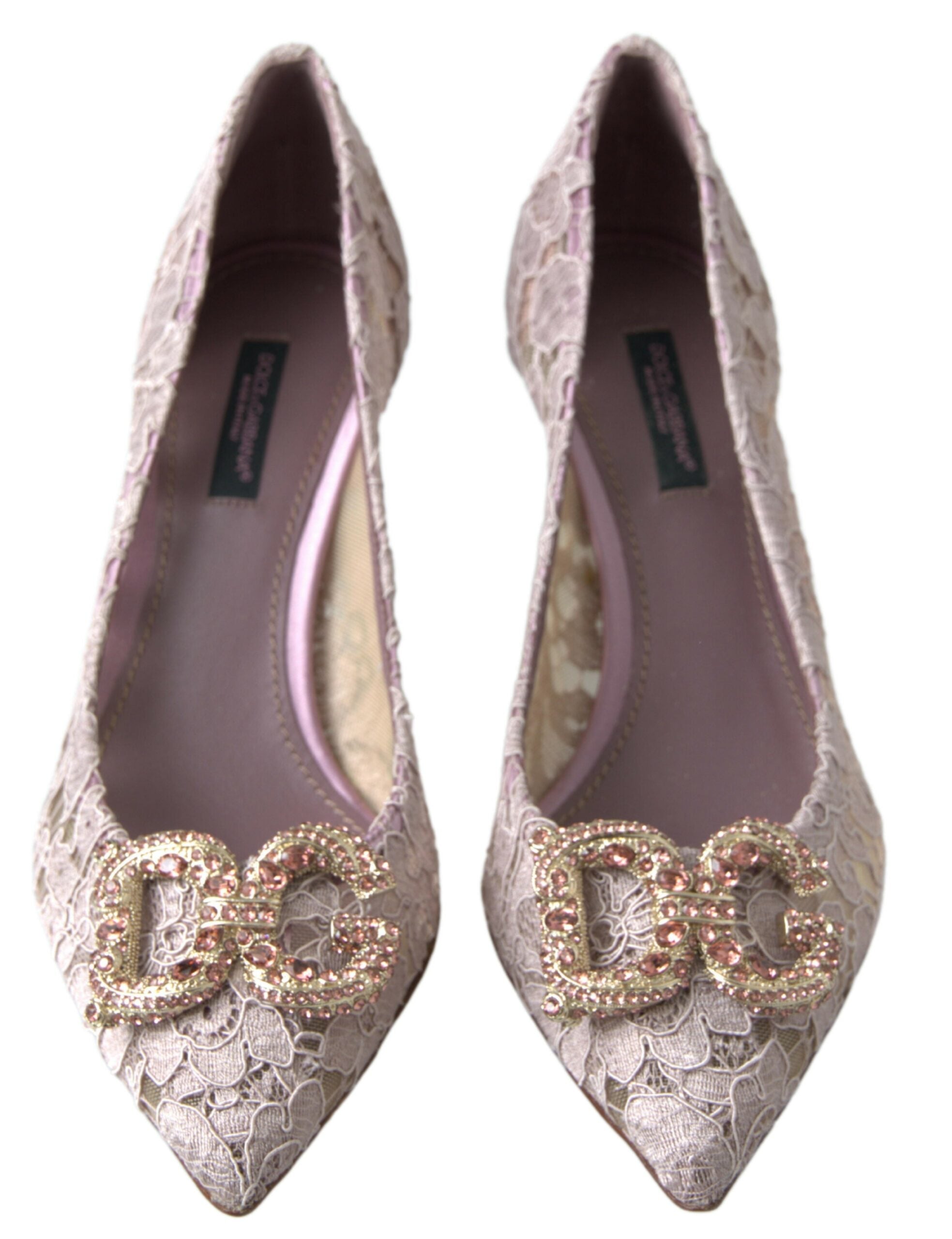 Dolce & Gabbana Elegant Pink Crystal Embellished Women's Heels