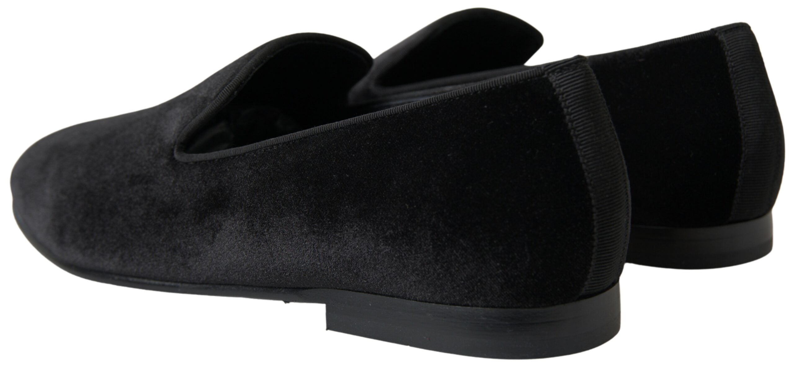 Dolce & Gabbana Black Velvet Loafers Formal Men's Shoes