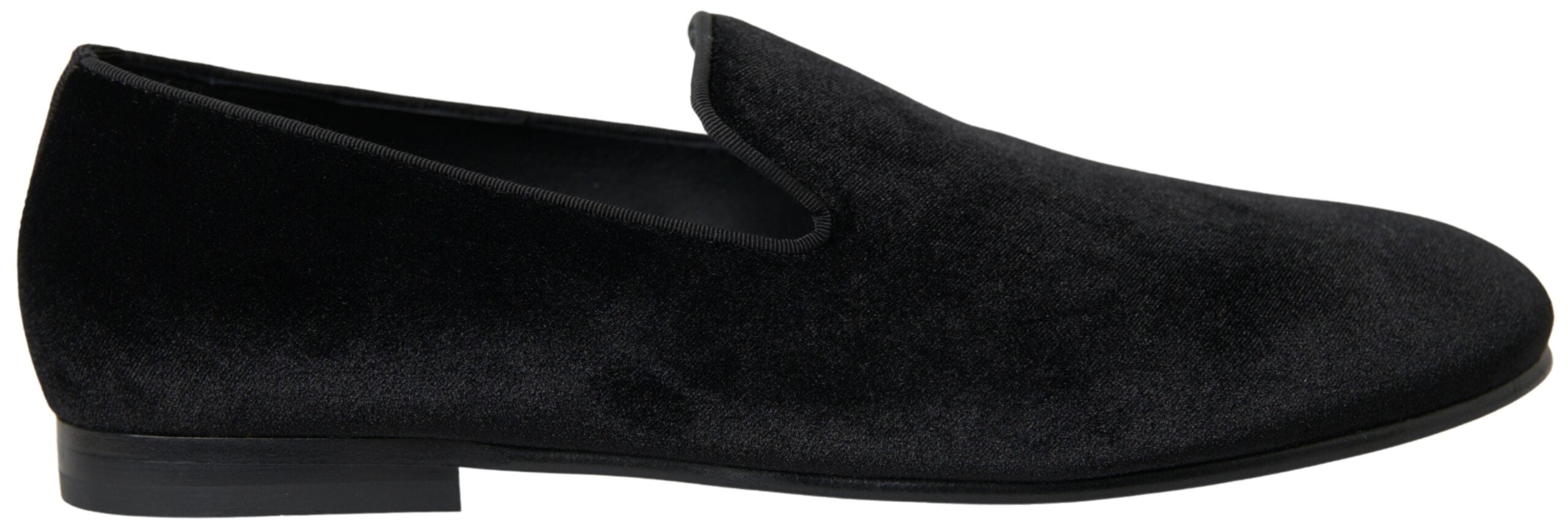 Dolce & Gabbana Black Velvet Loafers Formal Men's Shoes