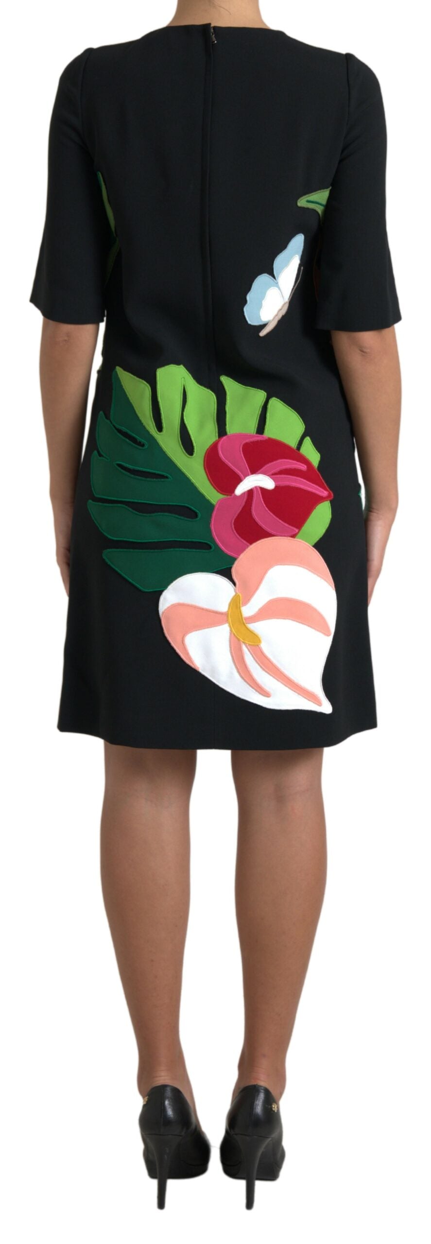 Dolce & Gabbana Black Tiger Jungle Print Sheath Stretch Women's Dress (Pre-Owned)