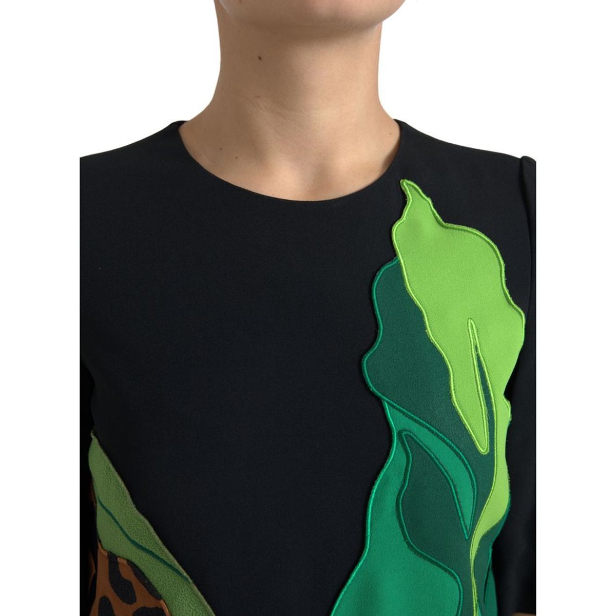 Dolce & Gabbana Black Tiger Jungle Print Sheath Stretch Women's Dress (Pre-Owned)