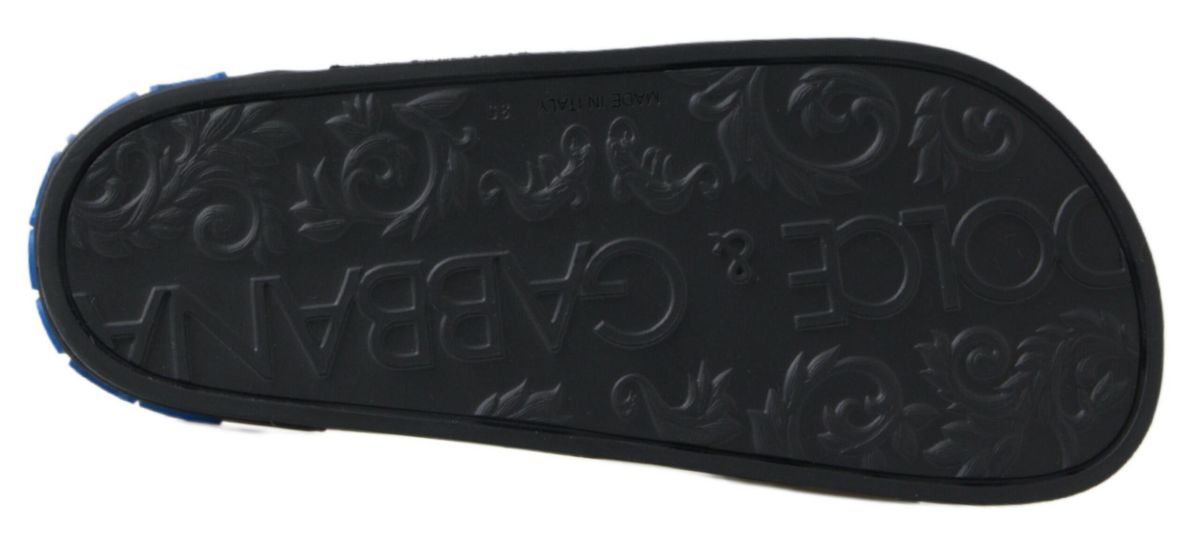Dolce & Gabbana Black Slides Sandals Beach Saint Barth Women's Shoes