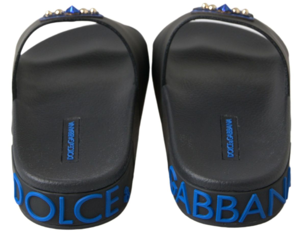 Dolce & Gabbana Black Slides Sandals Beach Saint Barth Women's Shoes