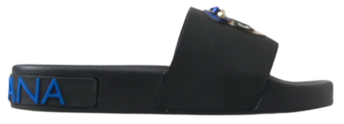 Dolce & Gabbana Elegant Black Leather Slide Women's Sandals