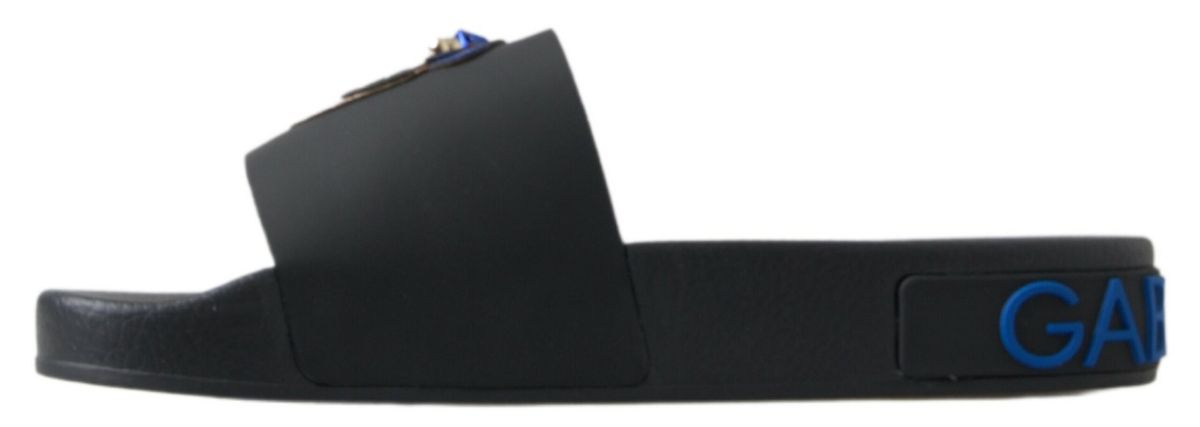 Dolce & Gabbana Elegant Black Leather Slide Women's Sandals