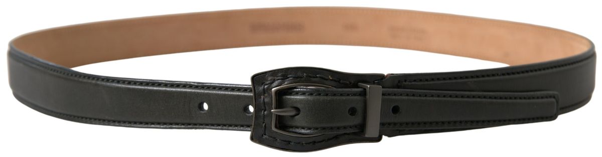 Ermanno Scervino Black Leather Metal Buckle Cintura Men's Belt