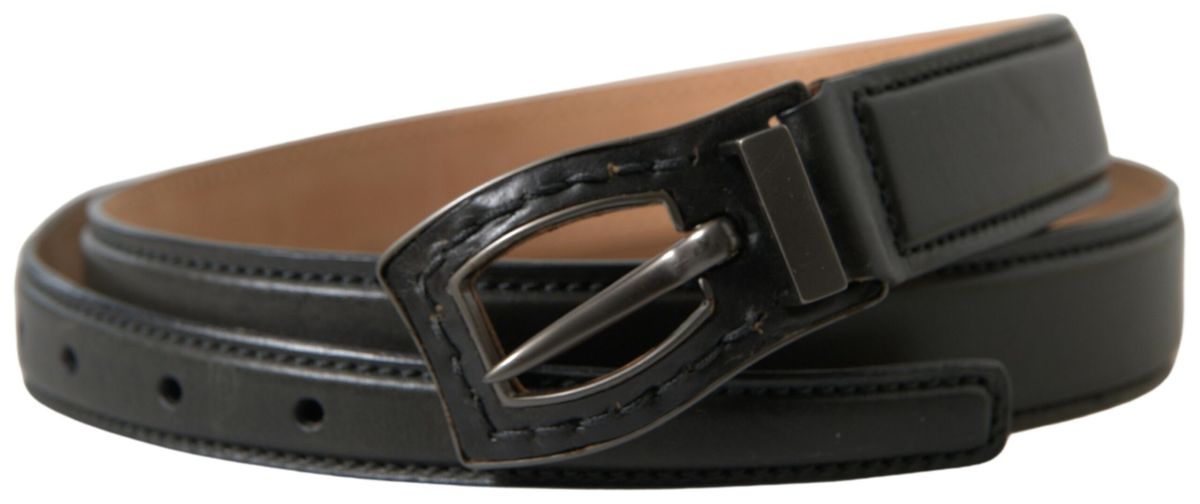 Ermanno Scervino Black Leather Metal Buckle Cintura Men's Belt