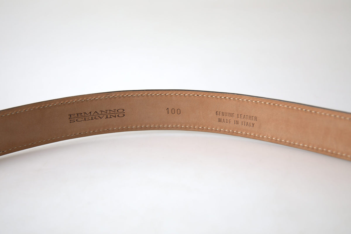 Ermanno Scervino Black Leather Metal Buckle Cintura Men's Belt