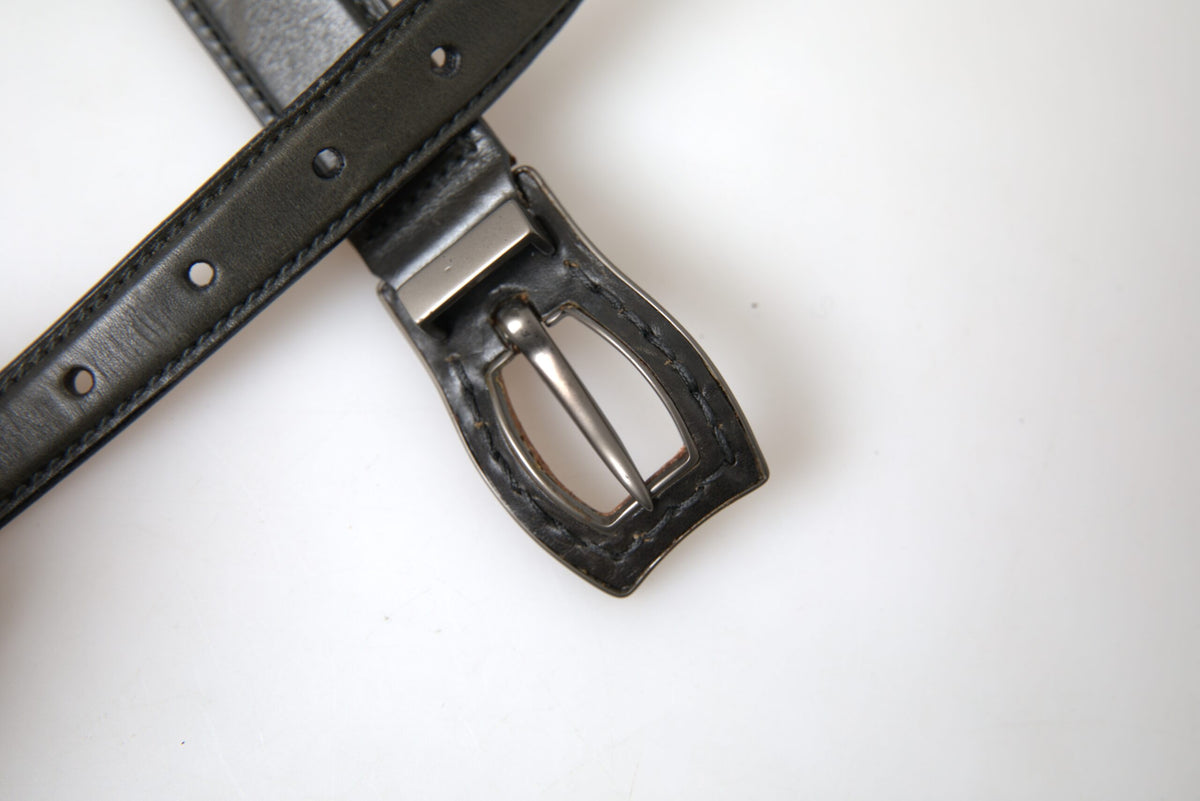 Ermanno Scervino Black Leather Metal Buckle Cintura Men's Belt