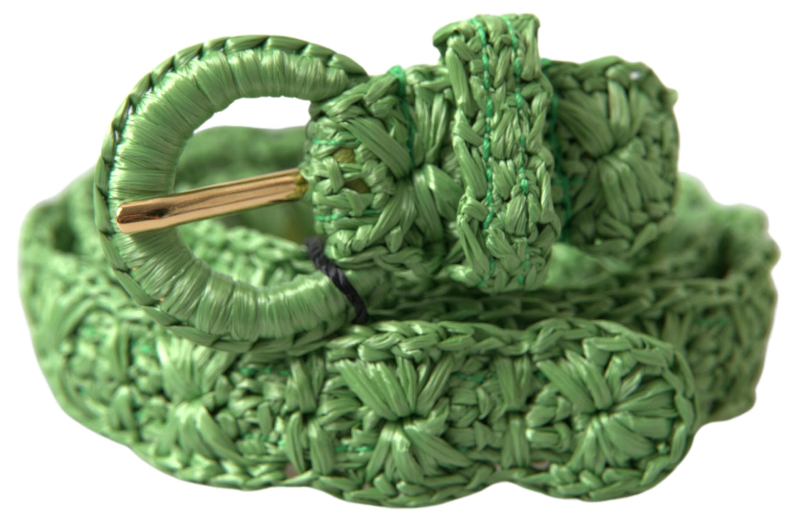 Dolce & Gabbana Green Viscose Weaved Skinny Waist Women's Belt