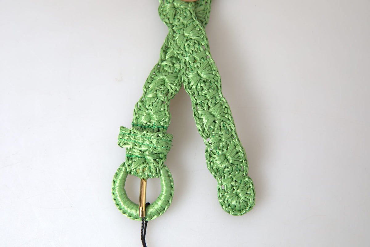 Dolce & Gabbana Green Viscose Weaved Skinny Waist Women's Belt