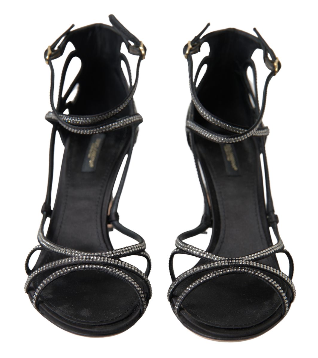 Dolce & Gabbana Rhinestone Stiletto Sandal Satin Women's Shoes