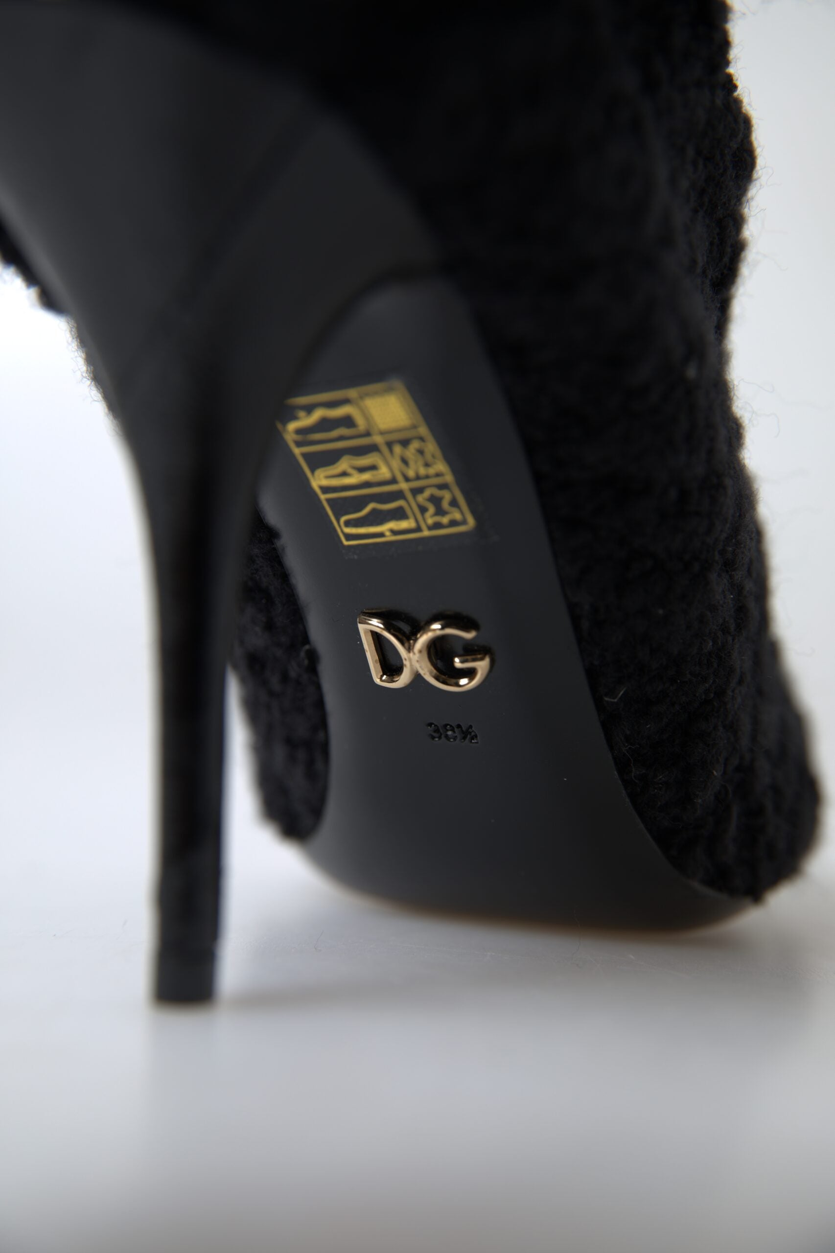Dolce & Gabbana Black Stiletto Heels Mid Calf Women's Boots