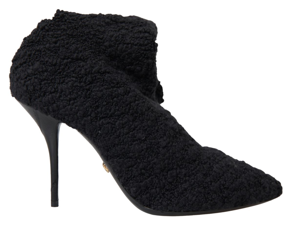 Dolce & Gabbana Black Stiletto Heels Mid Calf Women's Boots