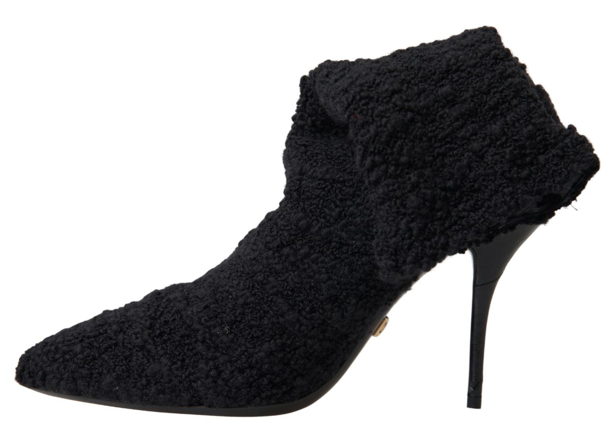 Dolce & Gabbana Black Stiletto Heels Mid Calf Women's Boots