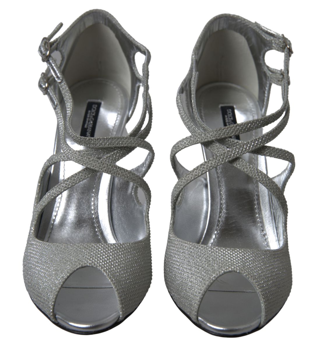 Dolce & Gabbana Silver Shimmers Sandals Heel Pumps Women's Shoes
