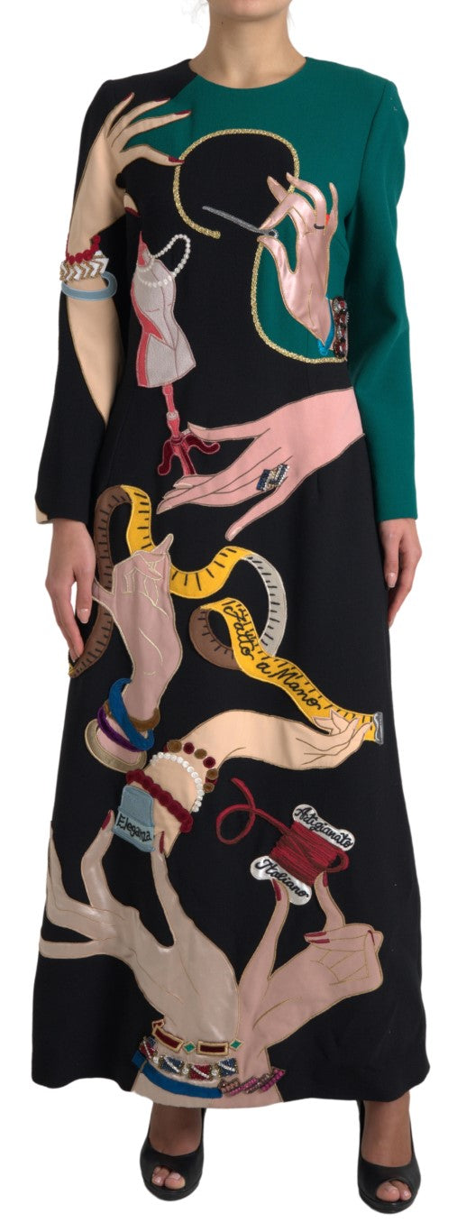 Dolce & Gabbana Multicolor Long Sleeves A-line Maxi Women's Dress