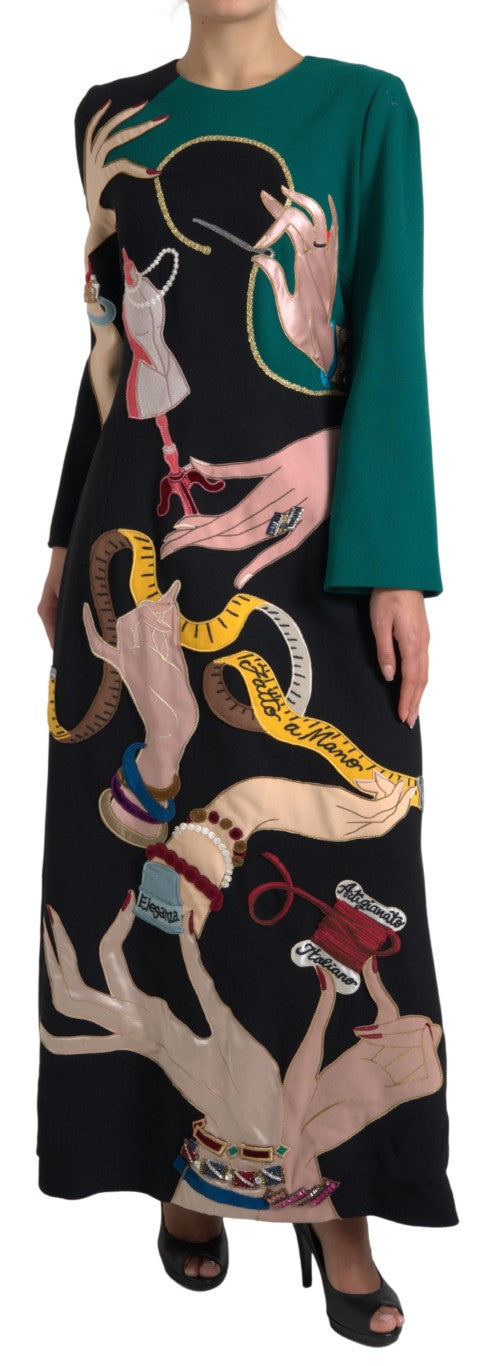 Dolce & Gabbana Multicolor Long Sleeves A-line Maxi Women's Dress