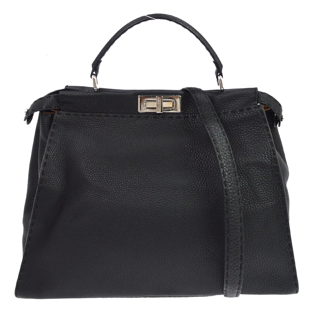 Fendi Selleria Peekaboo Leather Black Leather Handbag (Pre-Owned)