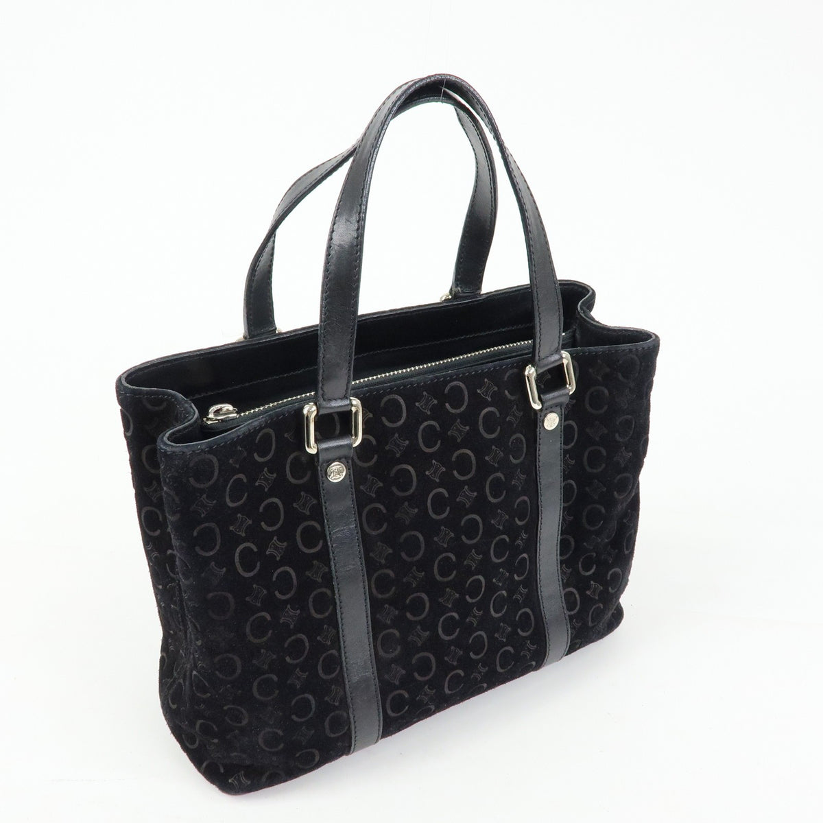 Celine C Macadam Tote Pvc Leather/ Macadam Canvas Black Suede Shoulder Bag Bag (Pre-Owned)