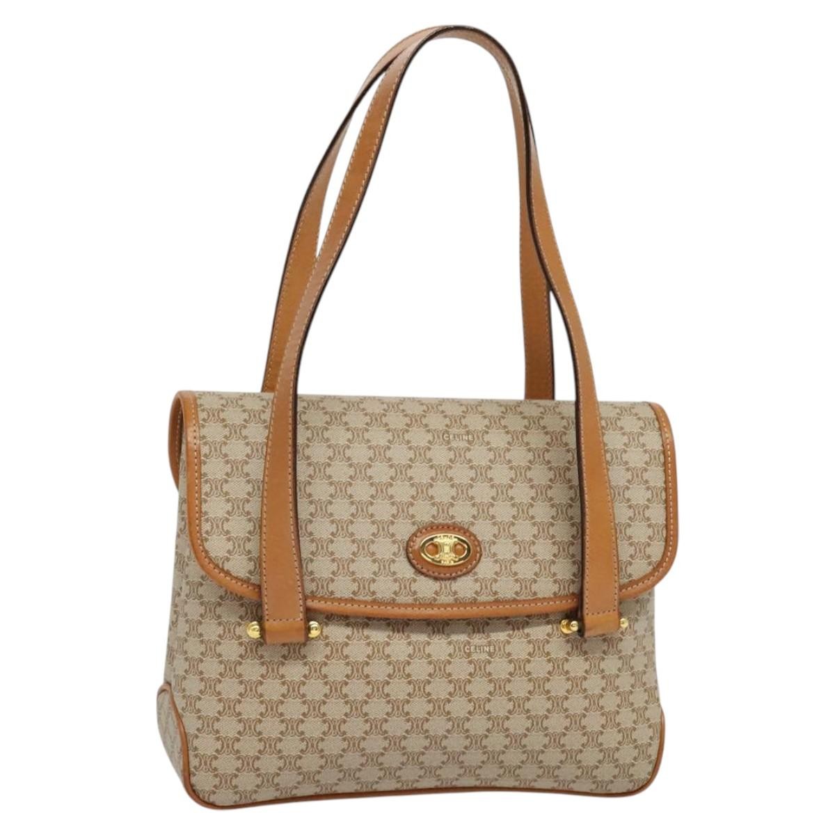 Celine Vintage Macadam Canvas And Leather Beige Canvas Handbag (Pre-Owned)