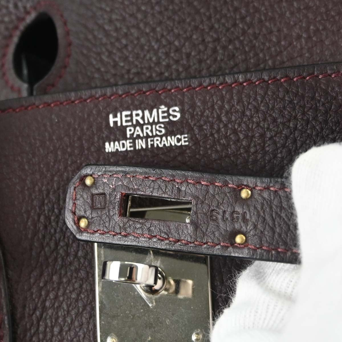 Hermes Birkin Purple Togo With Palladium Hardware Burgundy Leather Handbag (Pre-Owned)