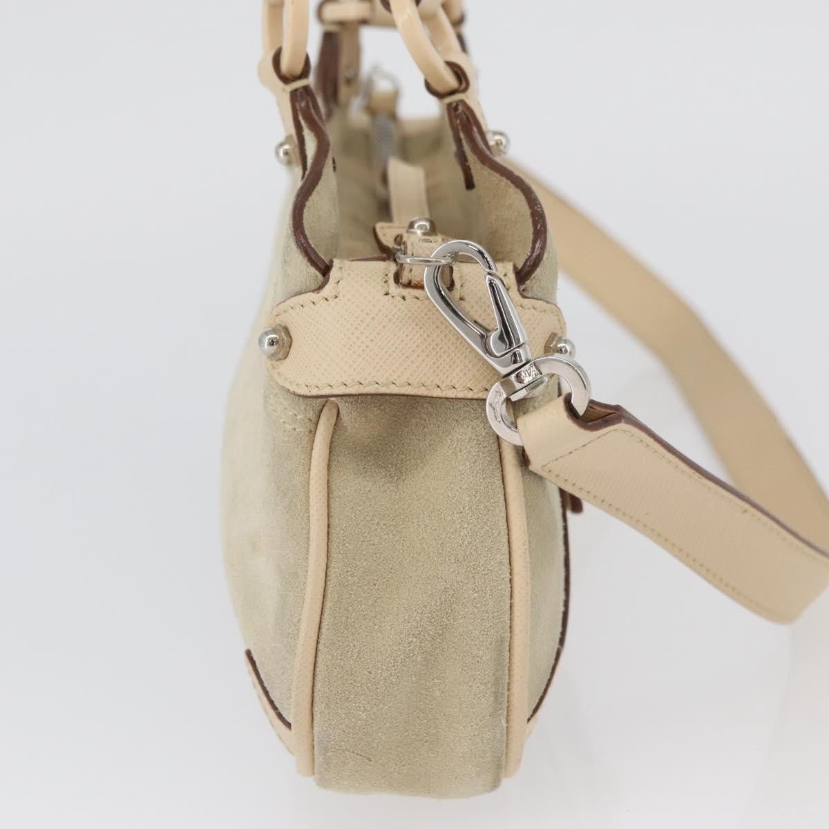 Salvatore Ferragamo Gancini Suede Beige Suede Handbag (Pre-Owned)