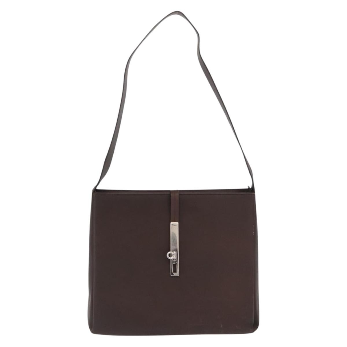Salvatore Ferragamo Gancini Leather Brown Leather Shoulder Bag Bag (Pre-Owned)