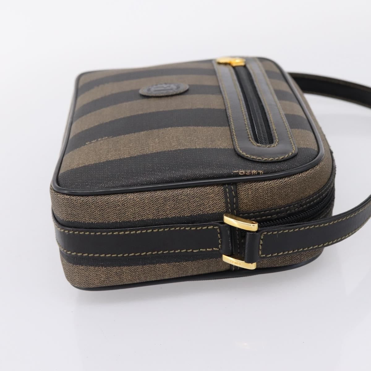 Fendi Vintage Pequin Front Pocket Coated Canvas Brown Canvas Crossbody Bag Bag (Pre-Owned)