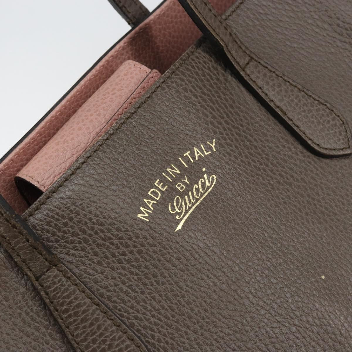 Gucci Swing Tote Leather Gray Leather Tote Bag Bag (Pre-Owned)