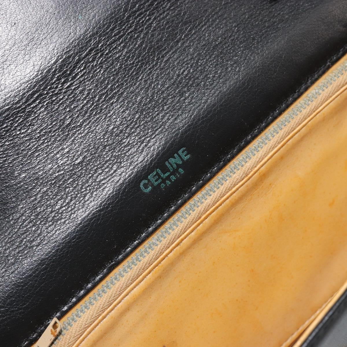 Celine Vintage Horsebit Sling Leather Black Leather Shoulder Bag Bag (Pre-Owned)