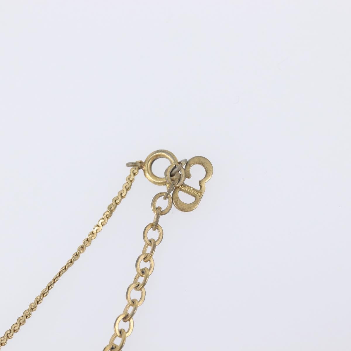 Christian Dior Vintage Cd Pendant Metal With Crystals Gold Metal Necklace Jewelry (Pre-Owned)
