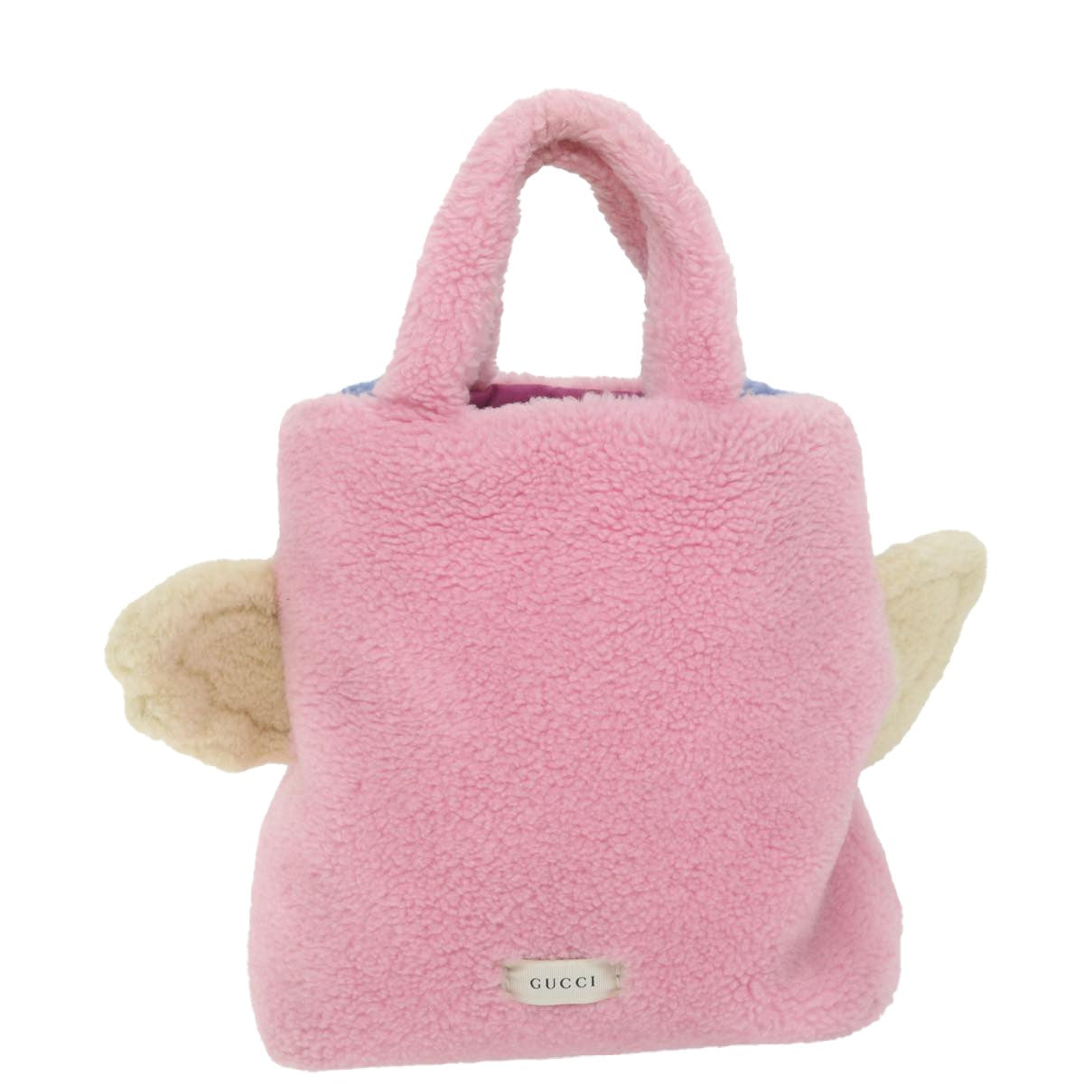 Gucci Children's Flying Bear Tote Wool Pink Wool Handbag (Pre-Owned)