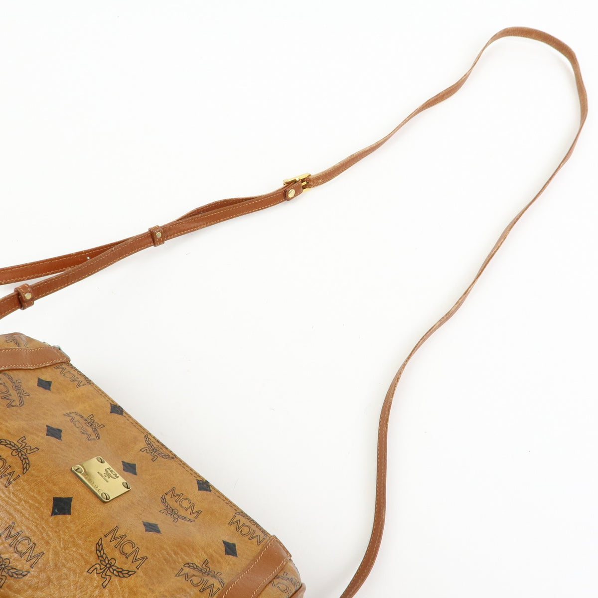 MCM Visetos Leather Brown Leather Shoulder Bag Bag (Pre-Owned)