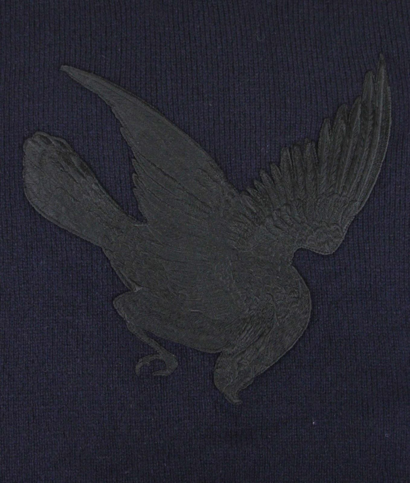 Gucci Men's Blue Cashmere Wool Sweater With Bird Patch