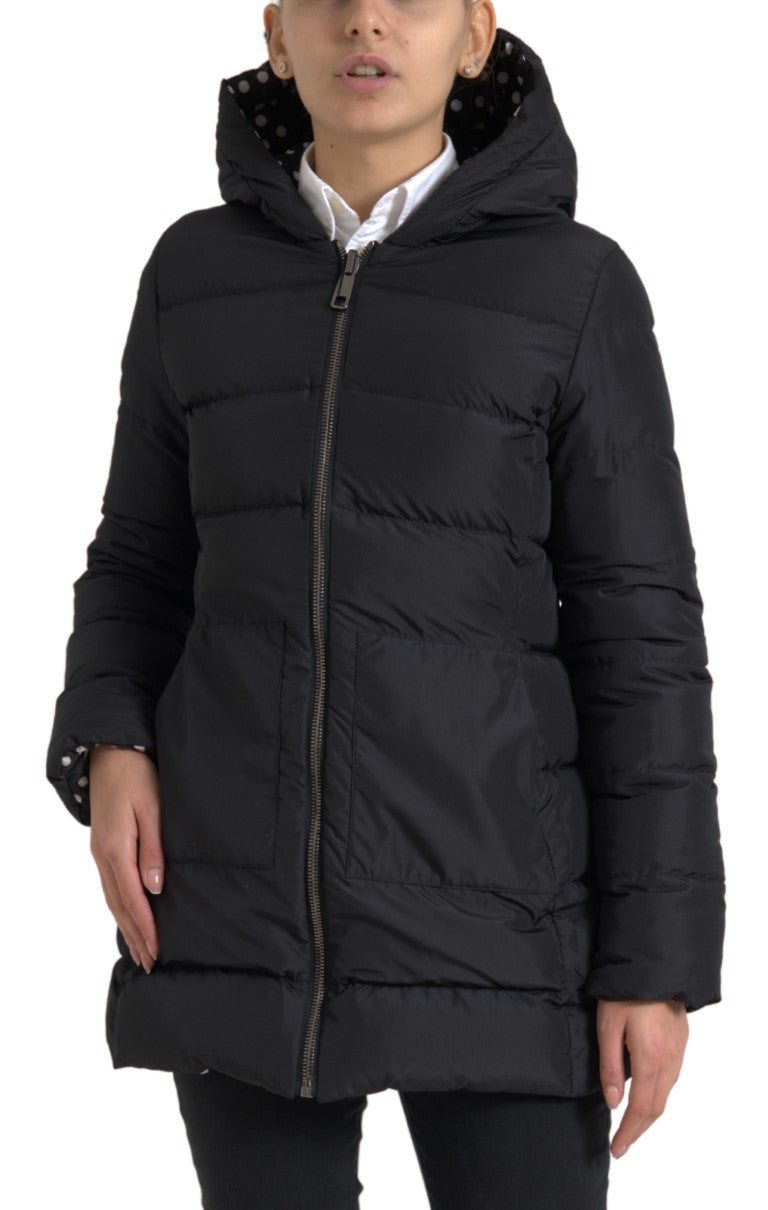 Dolce & Gabbana Black Polyester Hooded Reversible Women's Jacket