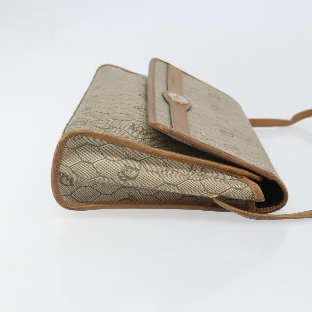 Christian Dior Vintage Honeycomb Canvas And Leather Beige Canvas Shoulder Bag Bag (Pre-Owned)