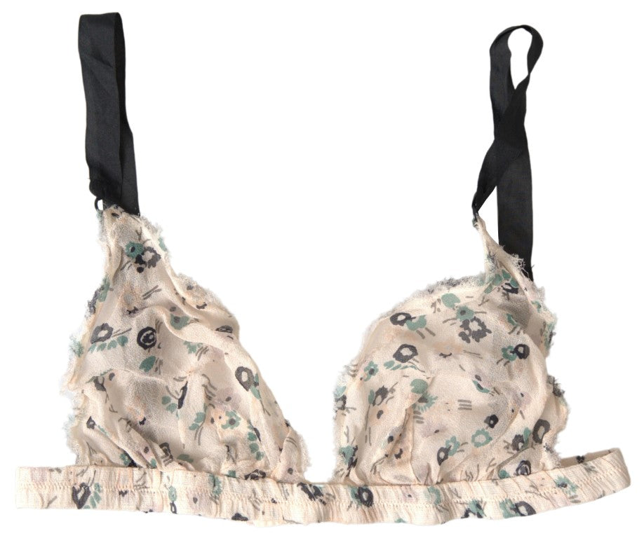 Costume National Beige Floral Underwear Bikini Women's Bra